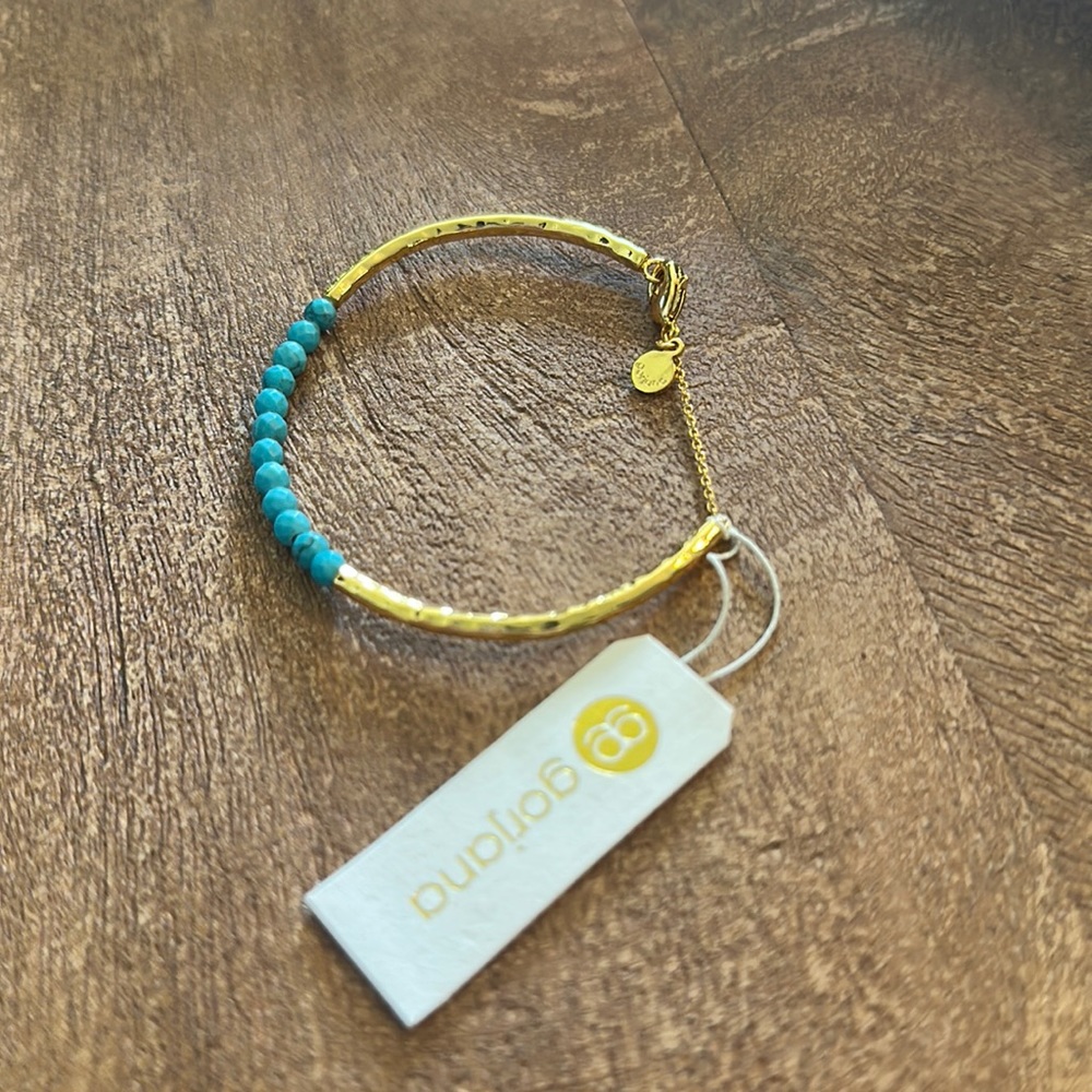 Gorjana NWT Power Gemstone Cuff Bracelet | Gold and Turquoise - Picture 8 of 9